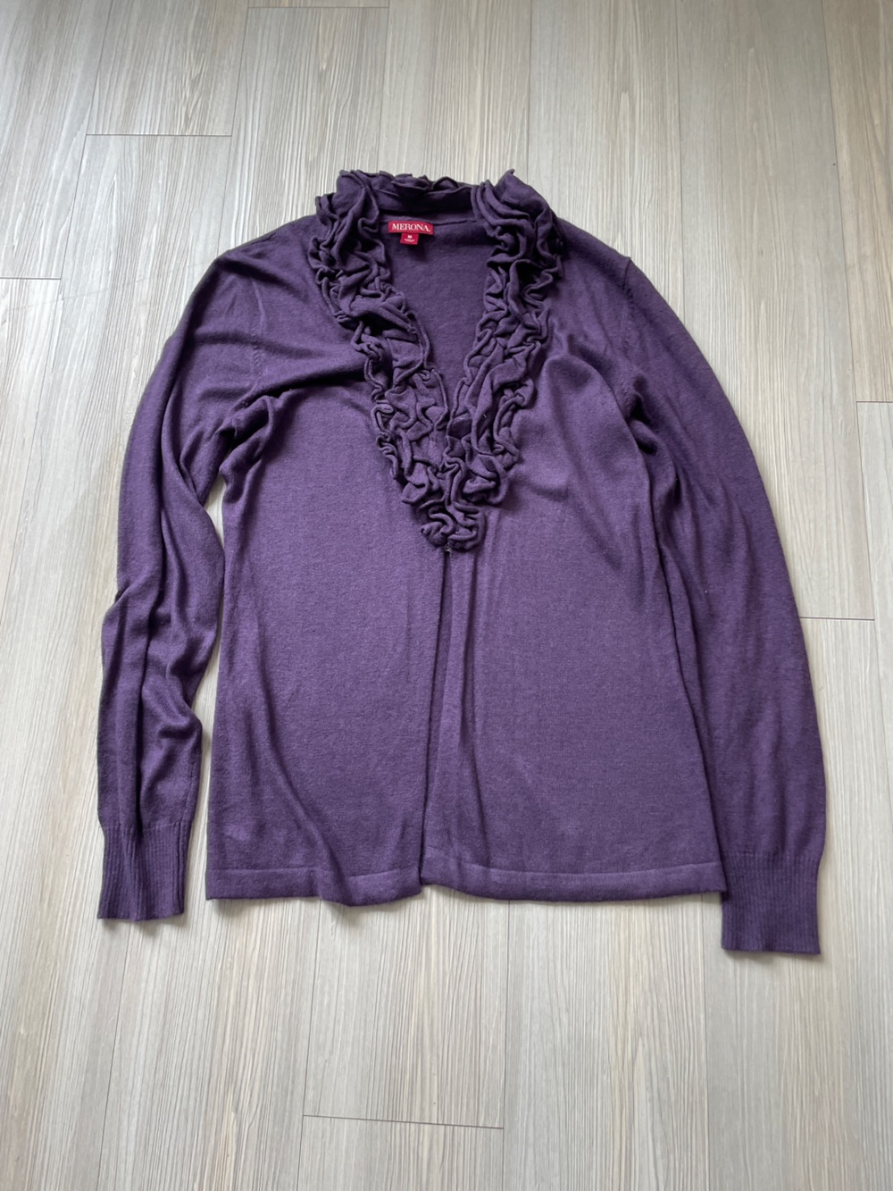 Merona Plum Ruffled Front Women's Cardigan